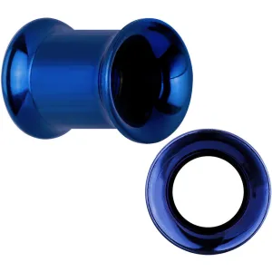 00 Gauge Royal Blue Anodized Titanium Steel Internally Threaded Screw Fit Plug Set