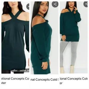 (0286) INC International Concepts Women's Green Cold Shoulder Sweater