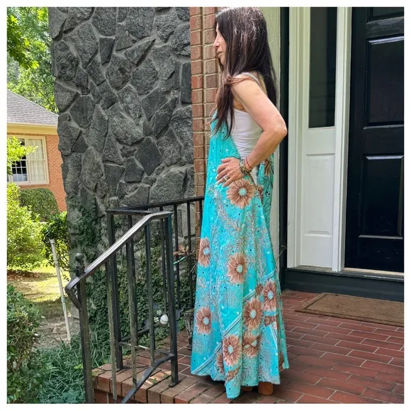 03 Beautiful Silk Blend One of a Kind Sleeveless Maxi Dress