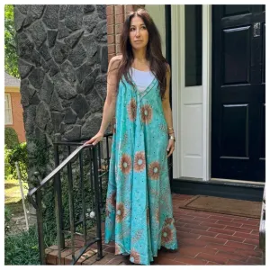 03 Beautiful Silk Blend One of a Kind Sleeveless Maxi Dress