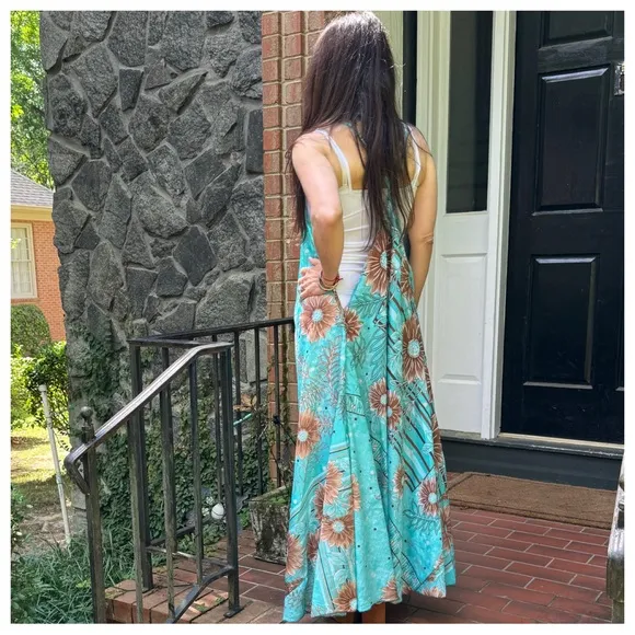 03 Beautiful Silk Blend One of a Kind Sleeveless Maxi Dress