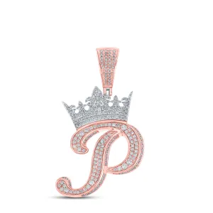 1 1/2CTW-DIA ANA M CROWN INITIAL "P" MENS PENDANT