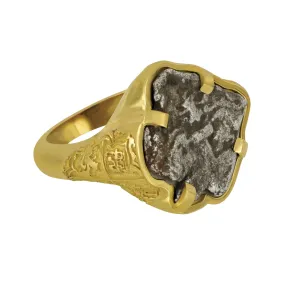 1 Reale 1700's Fleet Coin set in Custom 14K Yellow Gold Ring, Size 9
