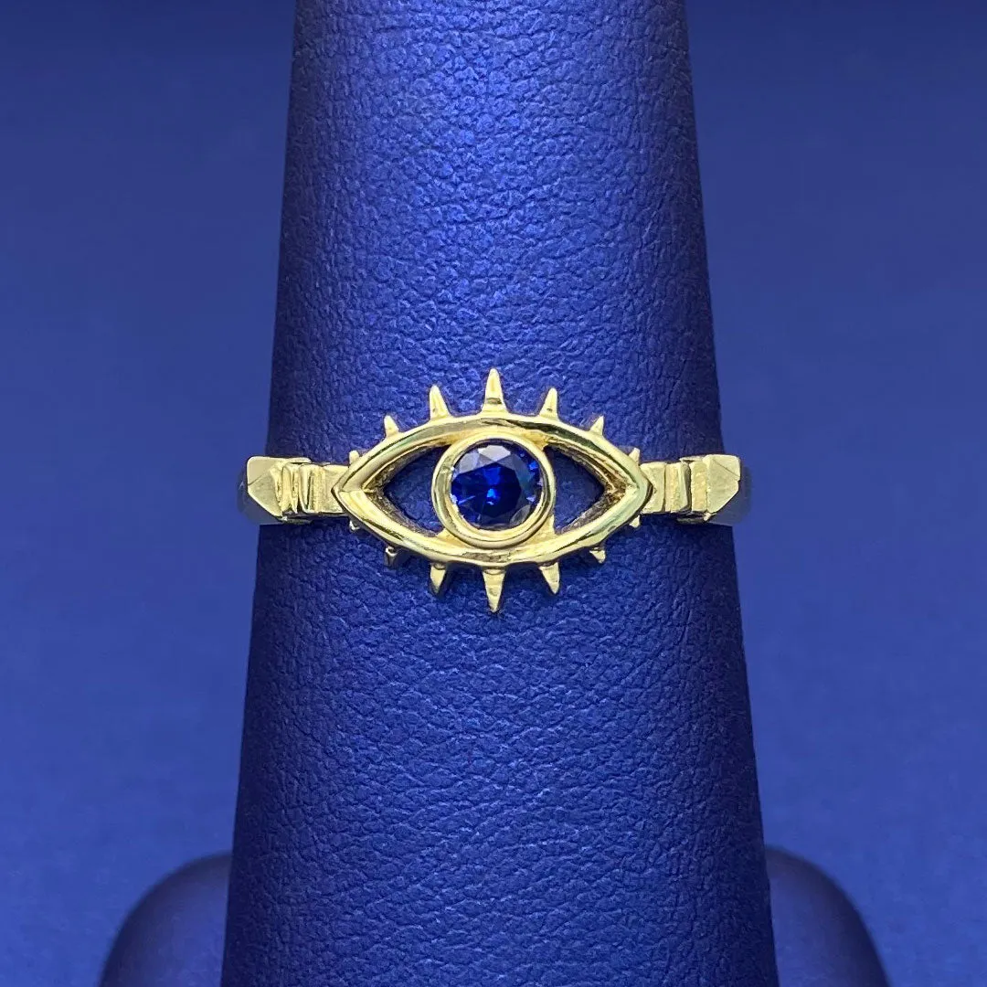10k CZ Blue Evil Eye Ring
