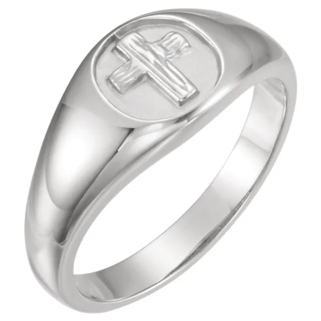 10K Gold or Sterling Silver "Rugged Cross" Purity Ring