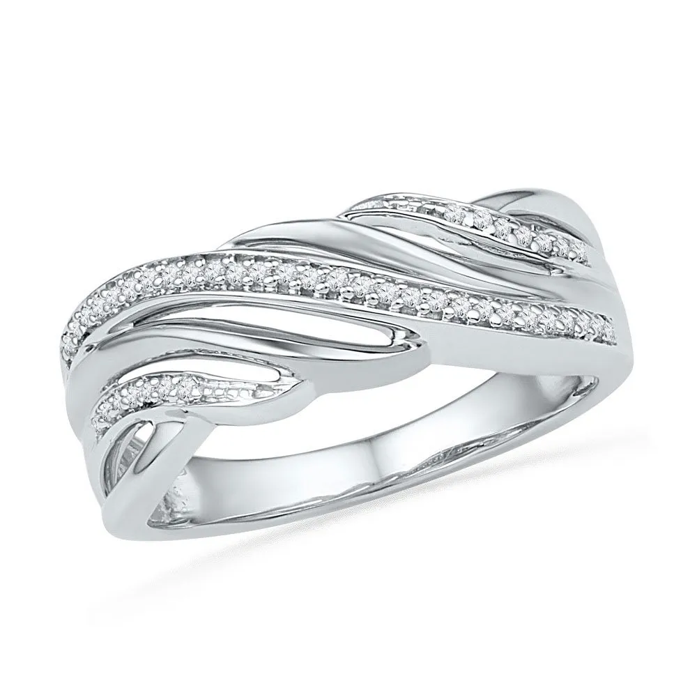 10kt Two-tone Gold Womens Round Diamond Band Ring 1/8 Cttw