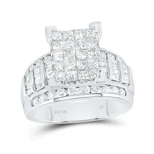 10kt White Gold Womens Princess Diamond Cluster Bridal Wedding Engagement Ring 2.00 Cttw - Size 5