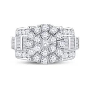 10kt White Gold Womens Round Diamond Cluster Bridal Wedding Engagement Ring 3.00 Cttw