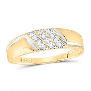 10kt Yellow Gold Mens Round Diamond Wedding Band Ring 1/8 Cttw