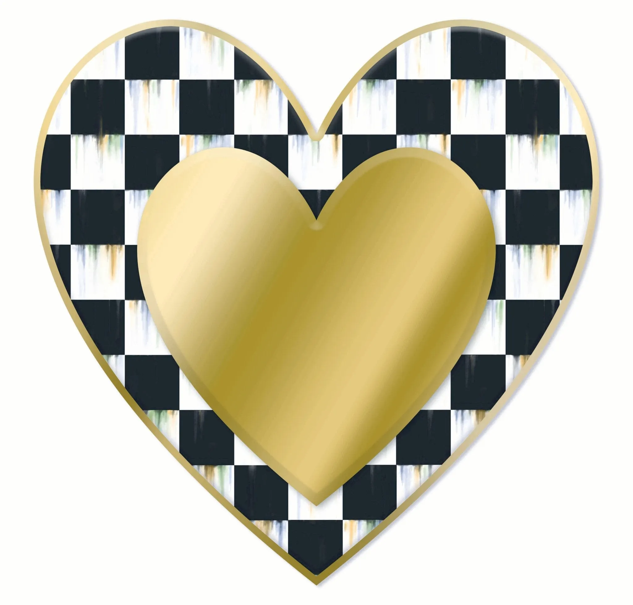 12"H Metal/Embossed Checkered Heart Sign - MD157908