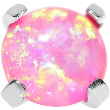 14 Gauge 4mm Faux Pink Prong Set Opal Titanium Dermal Top