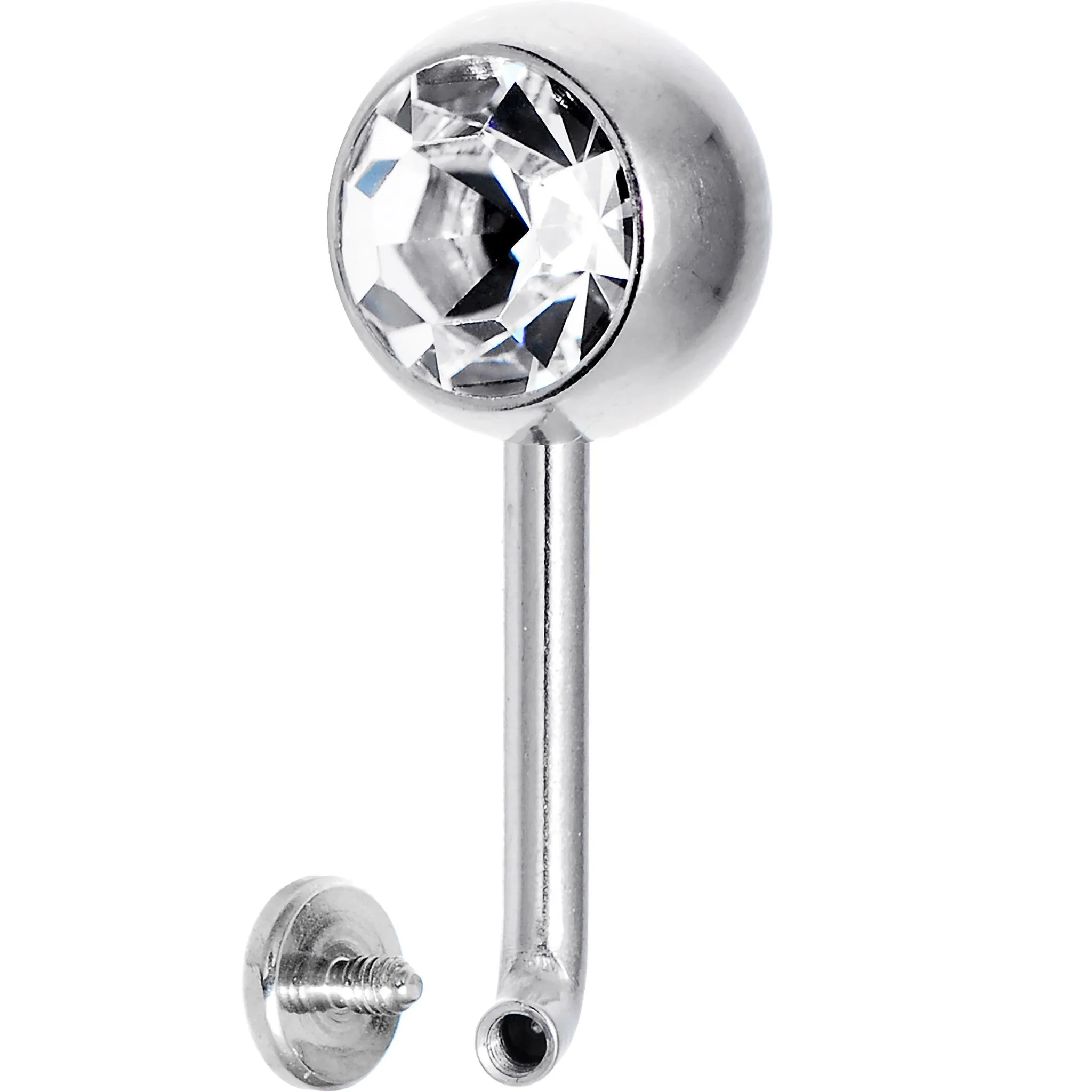 14 Gauge 8mm Clear Gem Vertical Hood Piercing -3/8 2mm Rise