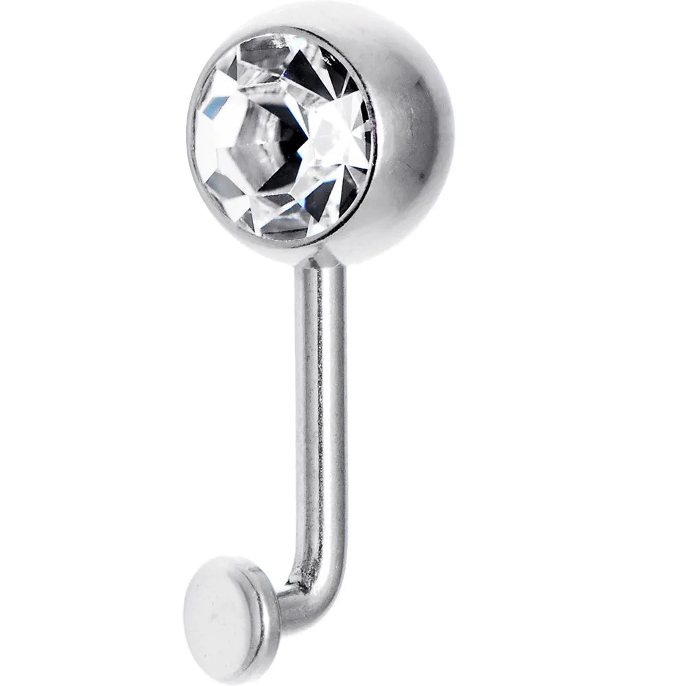 14 Gauge 8mm Clear Gem Vertical Hood Piercing -3/8 2mm Rise