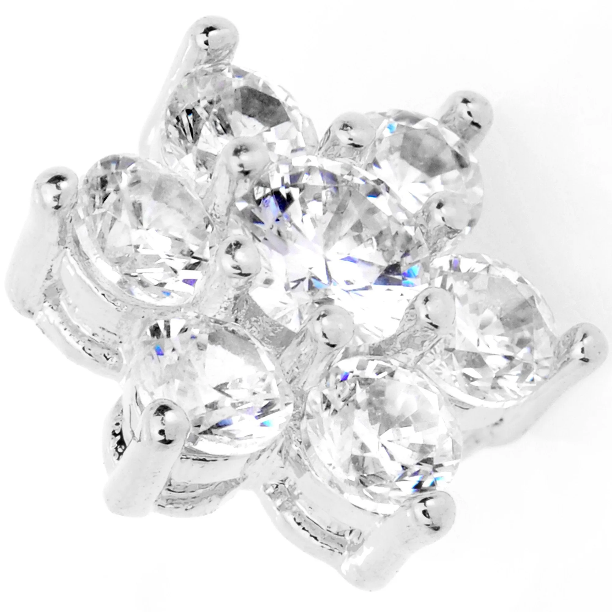 14 Gauge Clear Cubic Zirconia Gem Flower Dermal Anchor Top