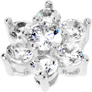 14 Gauge Clear Cubic Zirconia Gem Flower Dermal Anchor Top