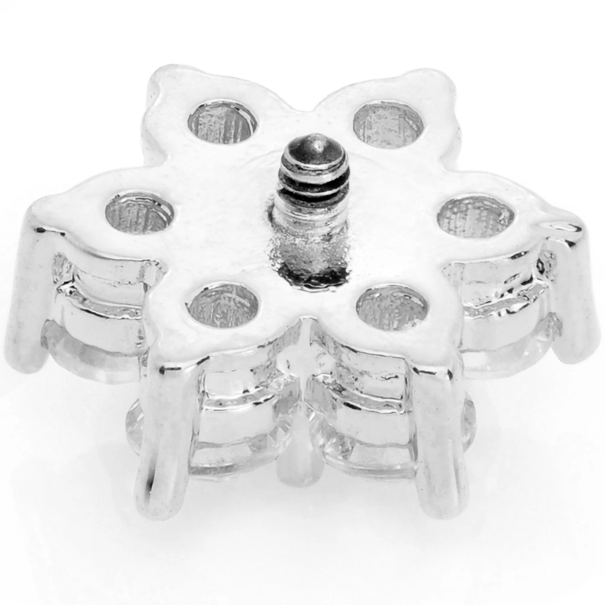 14 Gauge Clear Cubic Zirconia Gem Flower Dermal Anchor Top