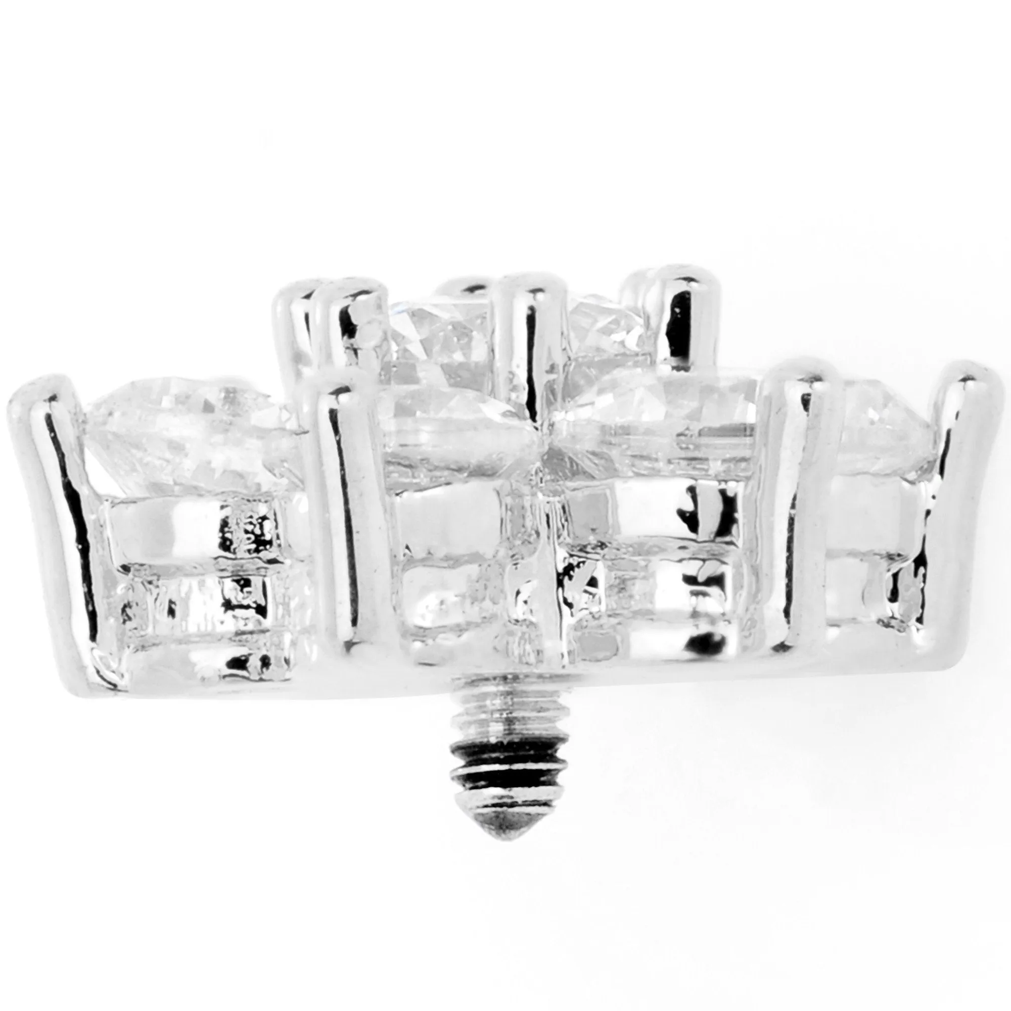 14 Gauge Clear Cubic Zirconia Gem Flower Dermal Anchor Top