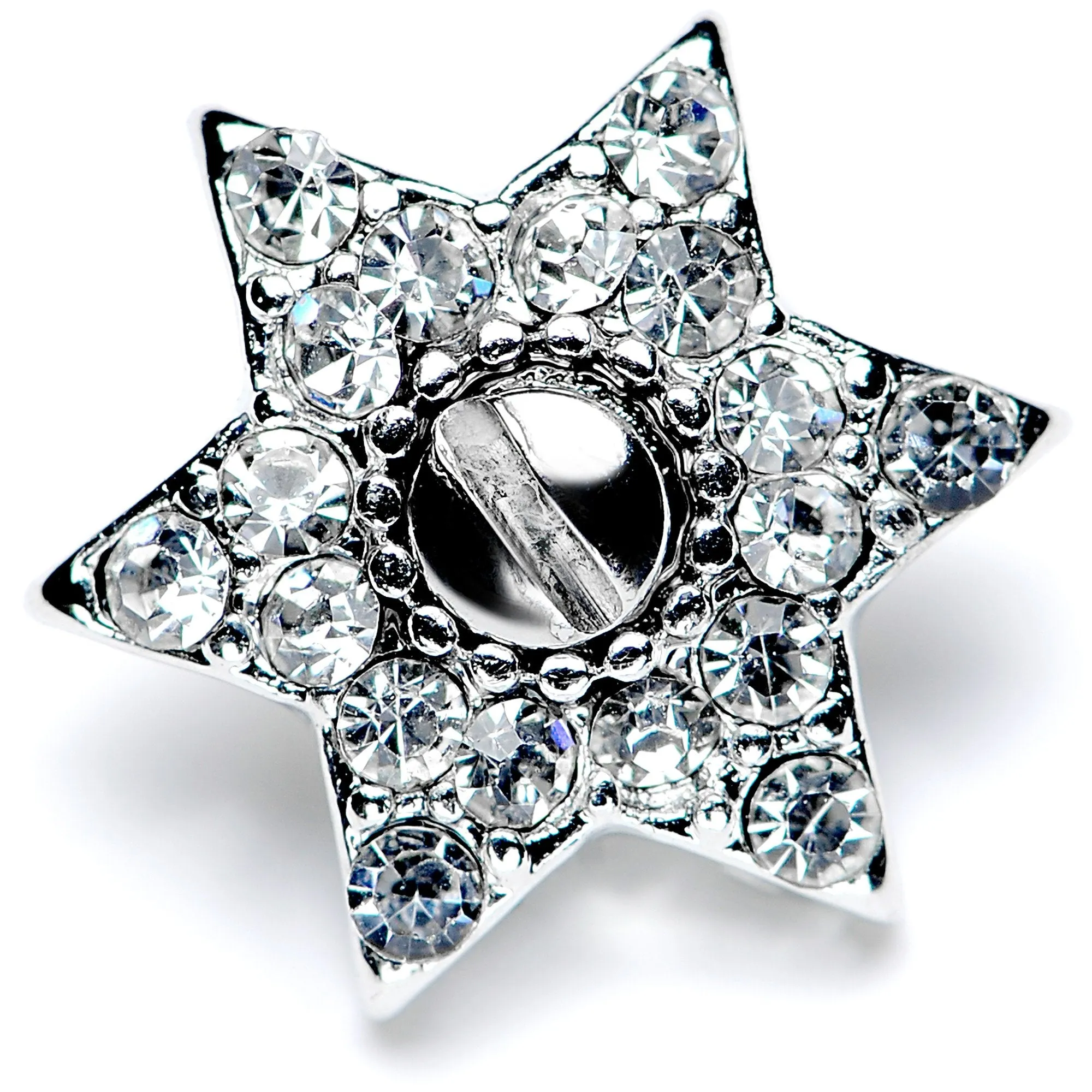 14 Gauge Clear Gem 10mm Six Point Star Dermal Top