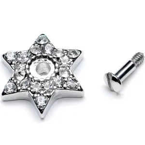 14 Gauge Clear Gem 10mm Six Point Star Dermal Top