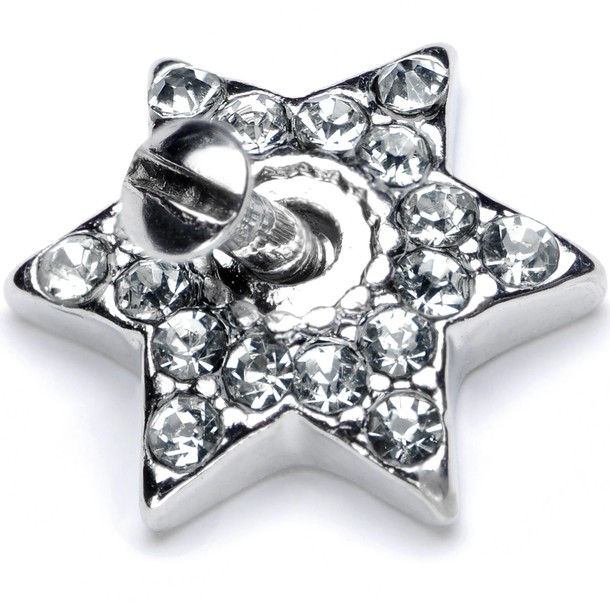 14 Gauge Clear Gem 10mm Six Point Star Dermal Top