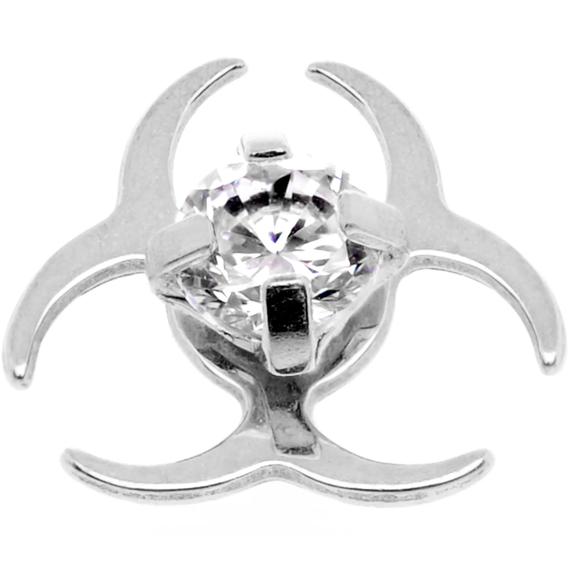 14 Gauge Clear Gem Biohazard Dermal Anchor Top