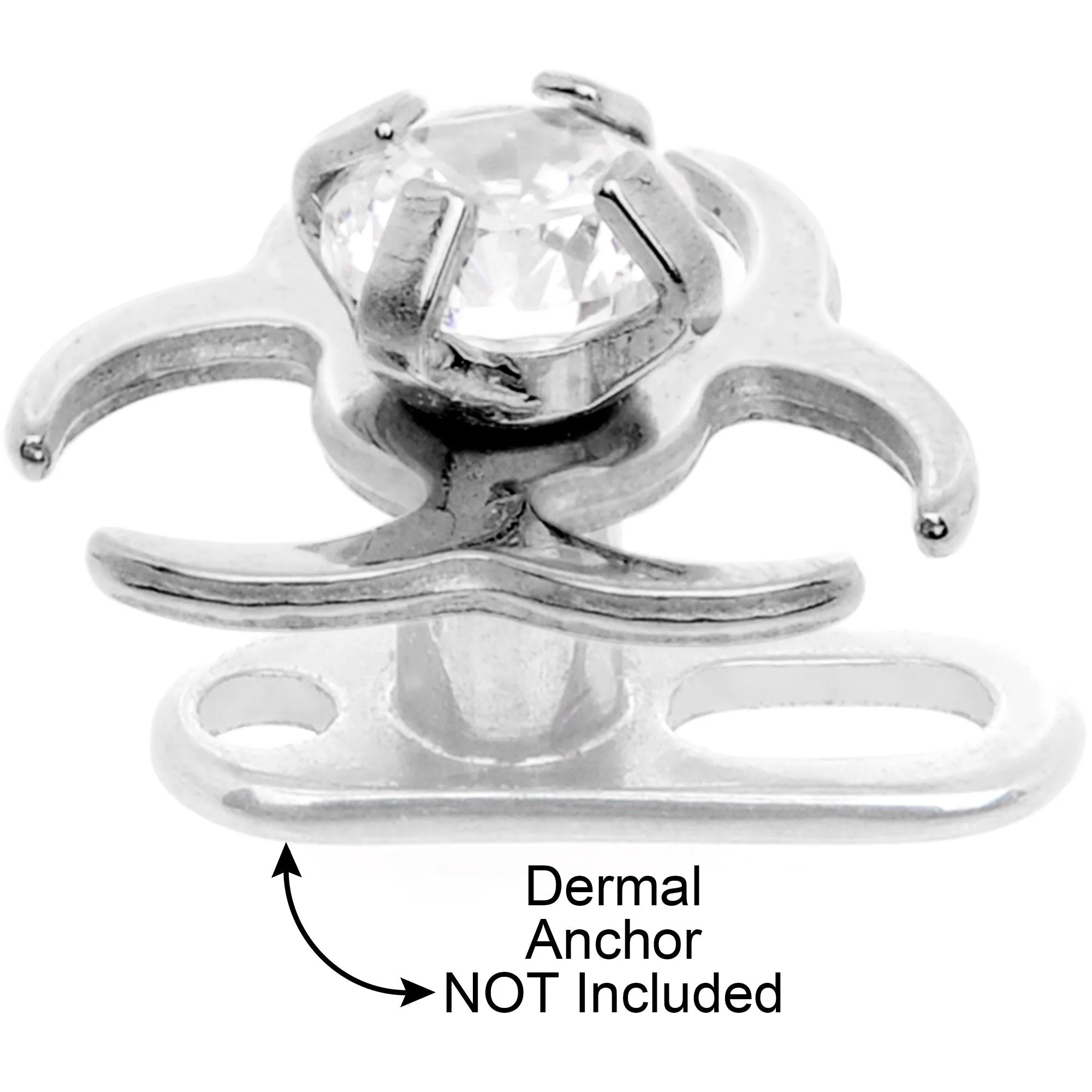 14 Gauge Clear Gem Biohazard Dermal Anchor Top