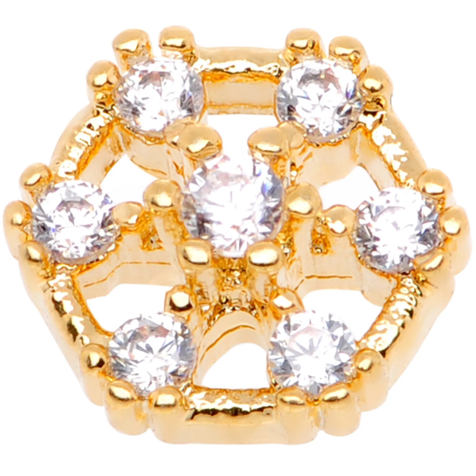 14 Gauge Clear Gem Gold Tone Externally Threaded Dermal Anchor Top