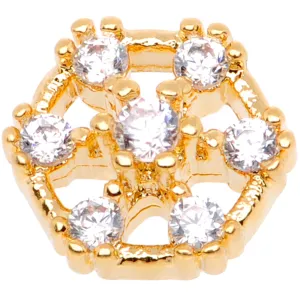 14 Gauge Clear Gem Gold Tone Externally Threaded Dermal Anchor Top