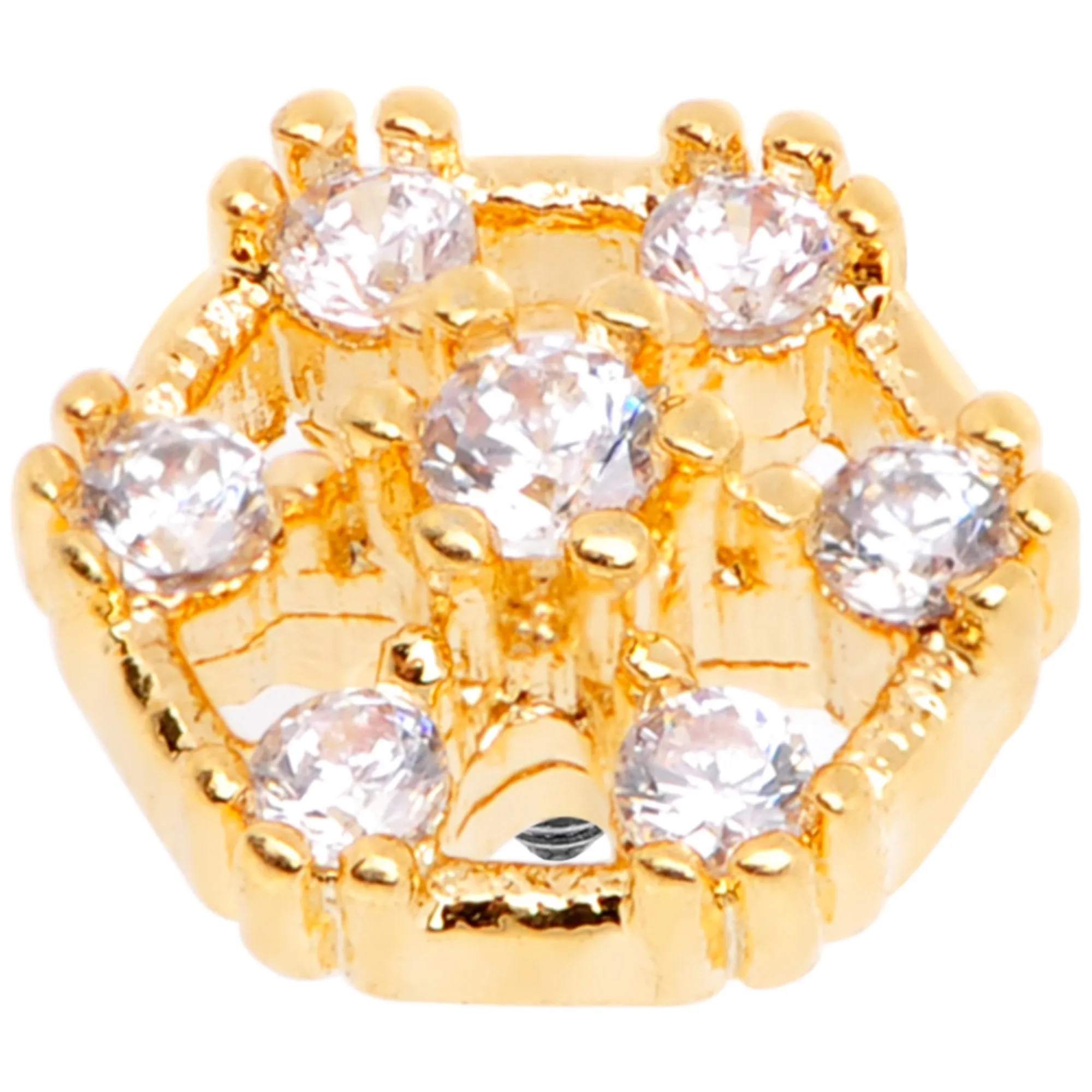 14 Gauge Clear Gem Gold Tone Externally Threaded Dermal Anchor Top