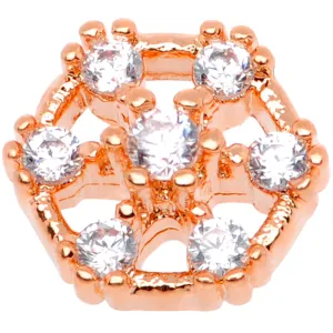 14 Gauge Clear Gem Rose Flower Tone Externally Threaded Dermal Anchor Top