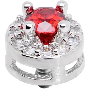 14 Gauge Clear Red CZ Two Tier Externally Threaded Dermal Anchor Top