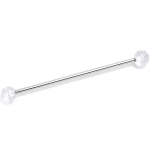 14 Gauge Internally Threaded White Glitter Ends Industrial Barbell 38mm
