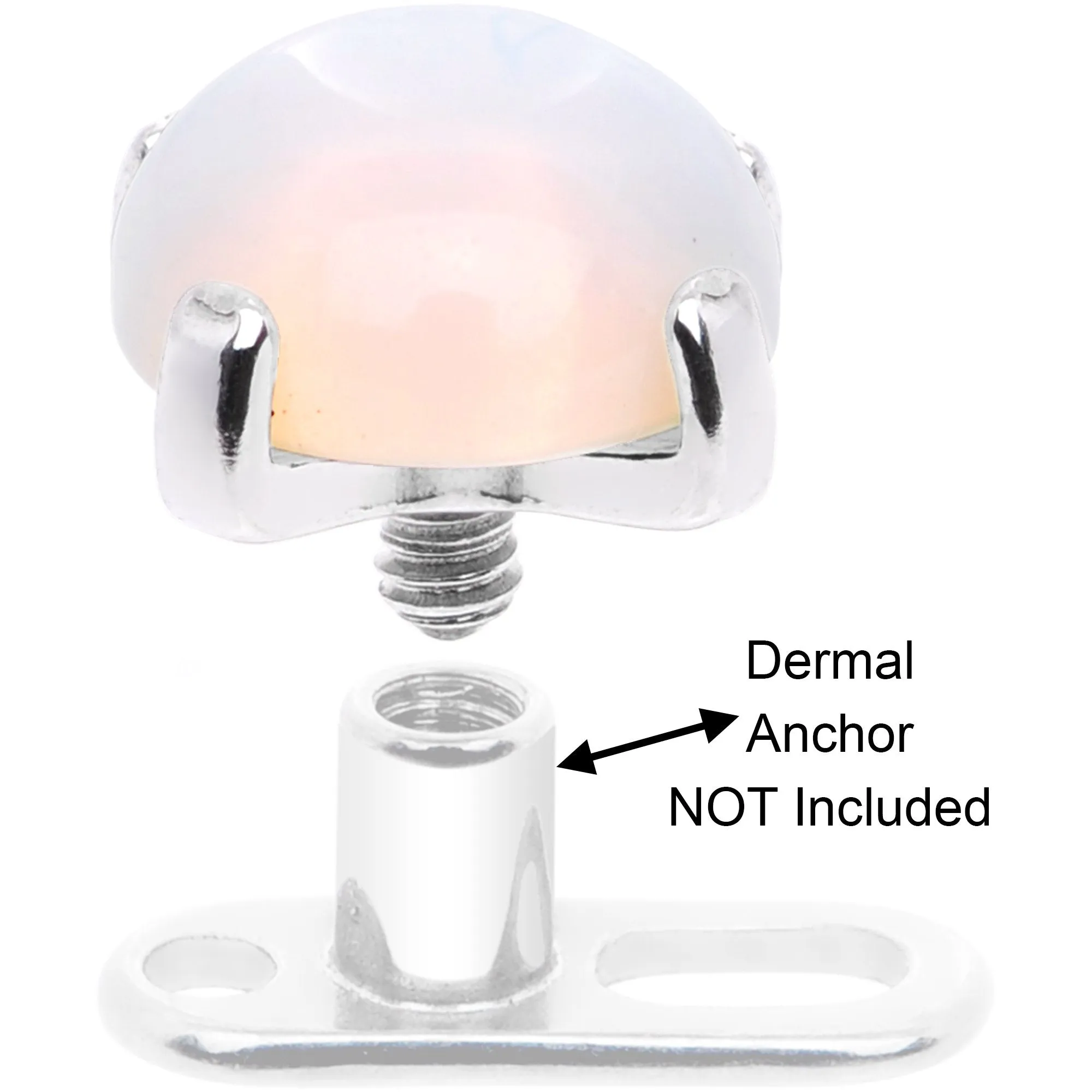 14 Gauge Natural Opalite Externally Threaded Dermal Anchor Top