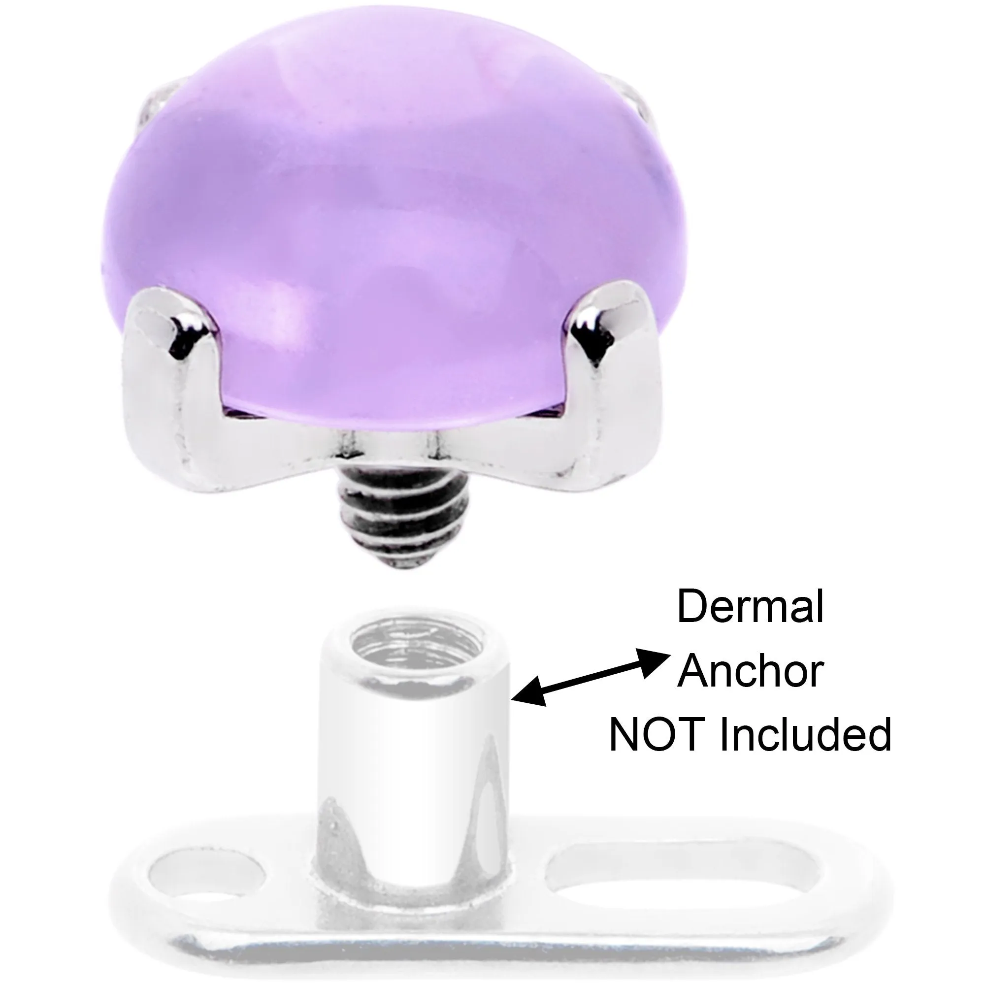 14 Gauge Natural Purple Amethyst Externally Threaded Dermal Anchor Top