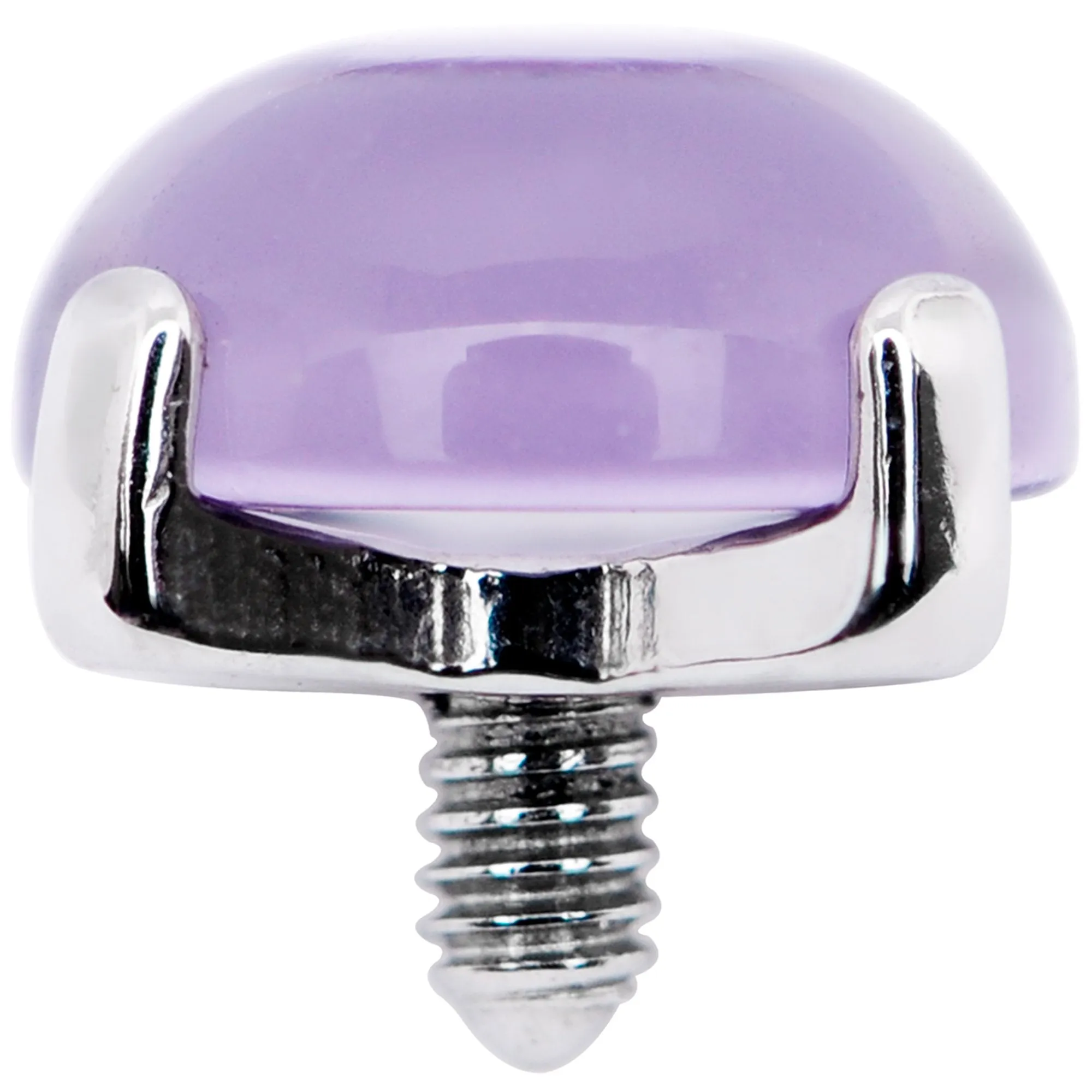 14 Gauge Natural Purple Amethyst Externally Threaded Dermal Anchor Top