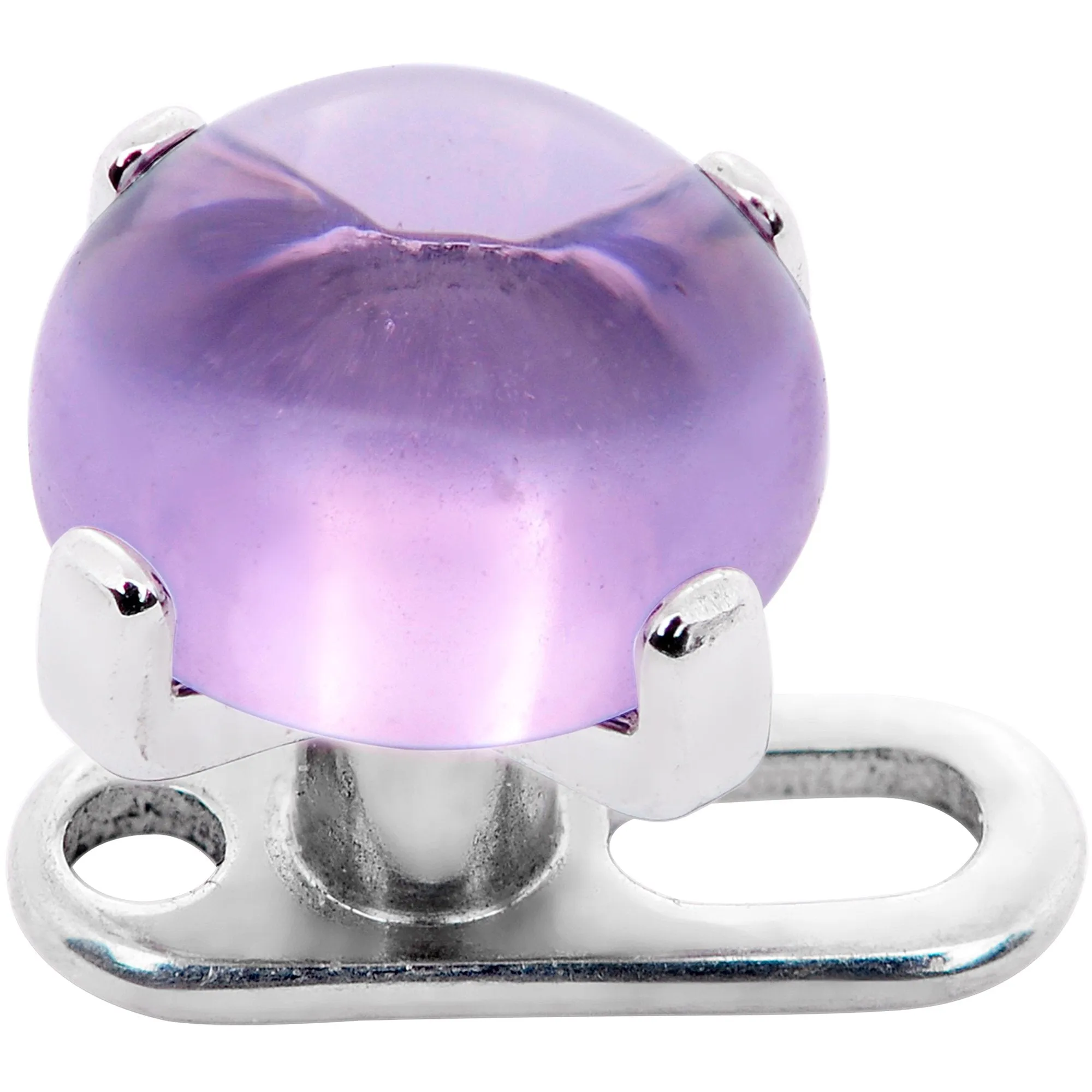 14 Gauge Natural Purple Amethyst Externally Threaded Dermal Anchor Top