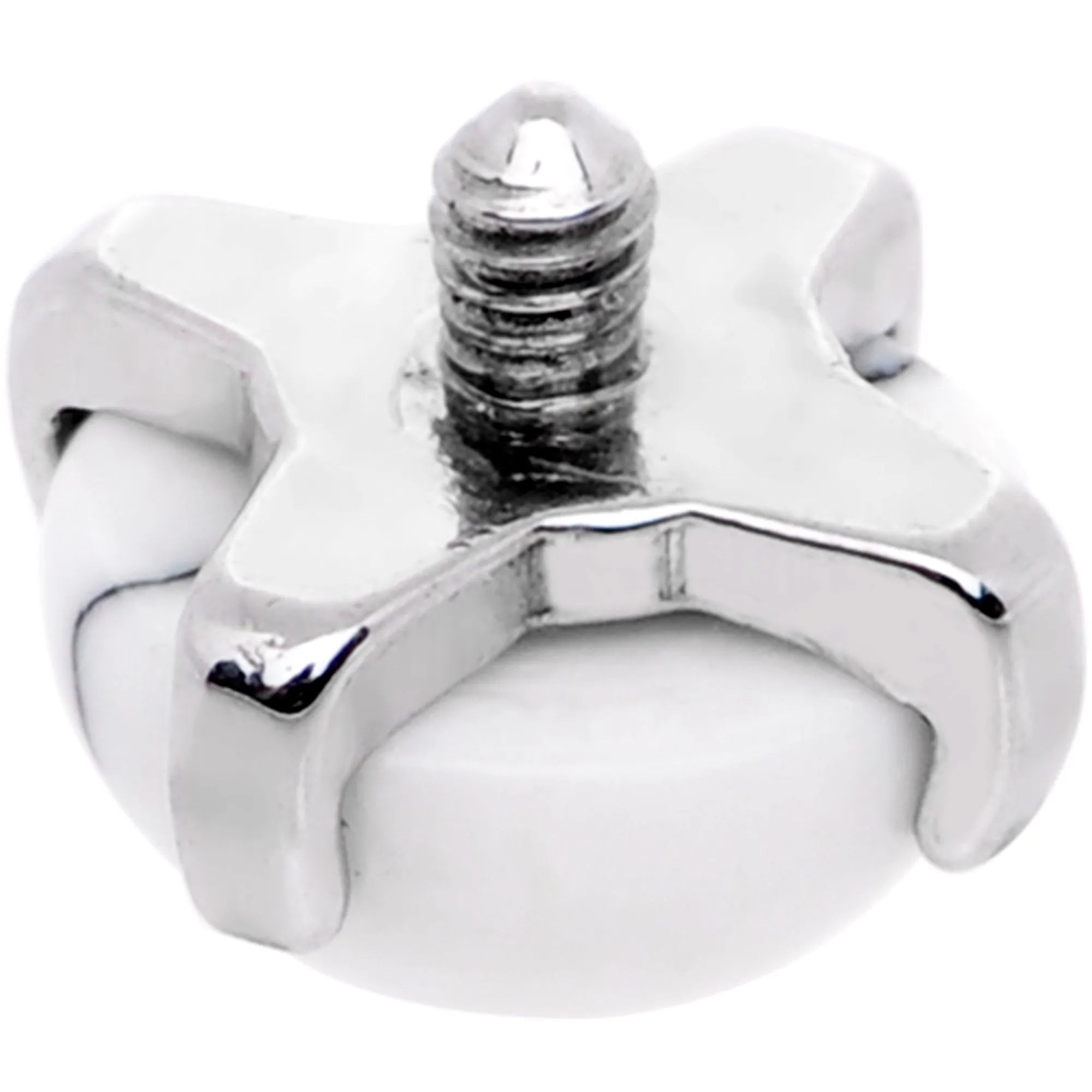 14 Gauge Natural White Howlite Externally Threaded Dermal Anchor Top