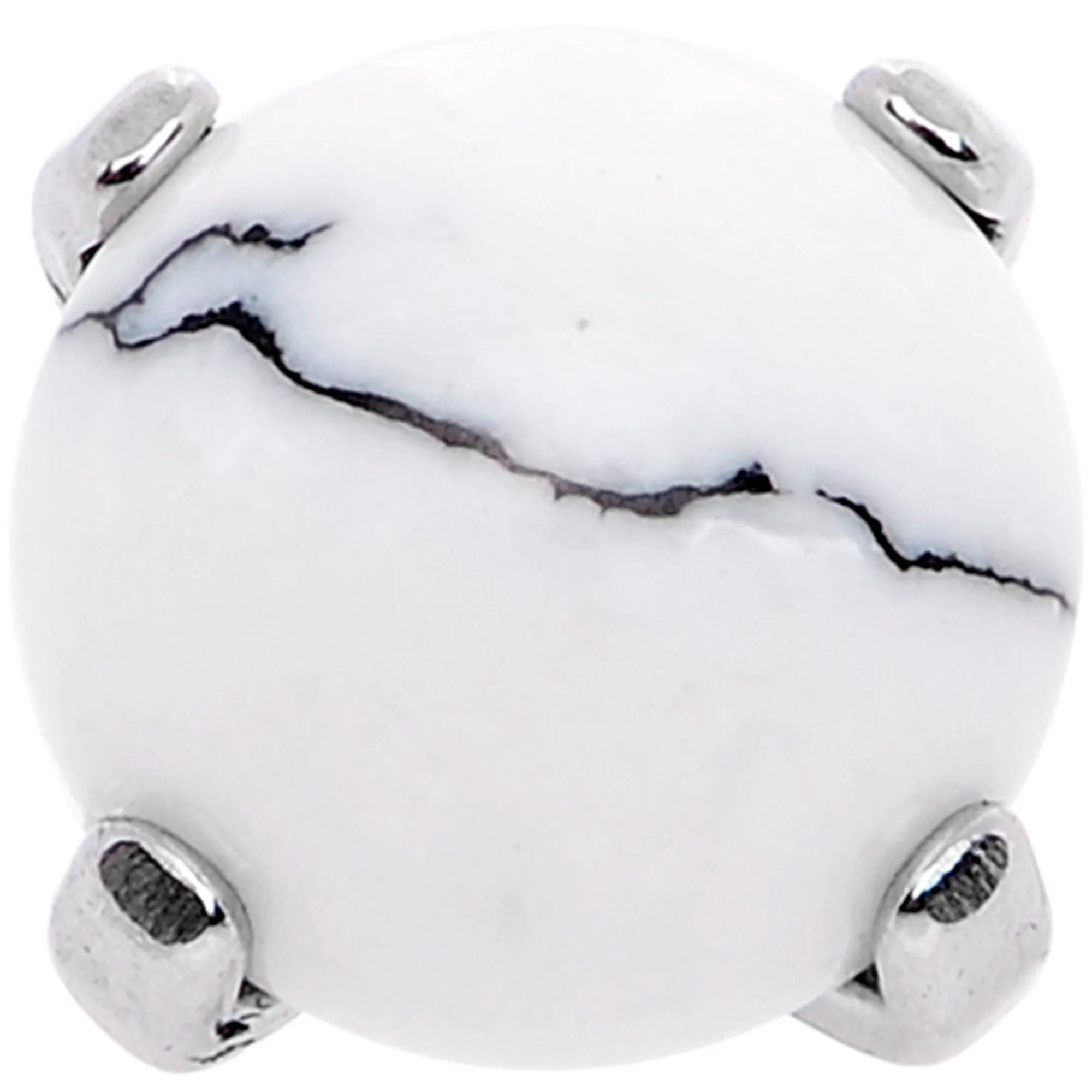 14 Gauge Natural White Howlite Externally Threaded Dermal Anchor Top