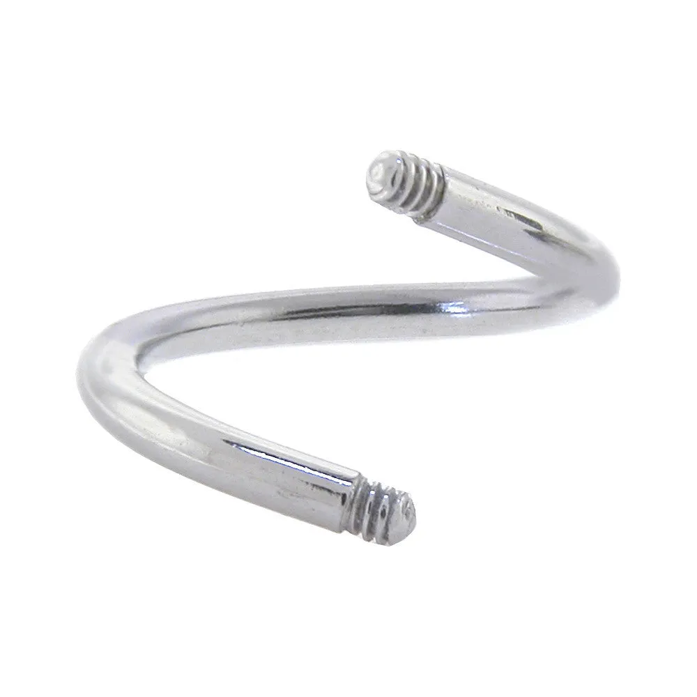 14 Gauge Threaded 316l Stainless Steel Spiral Twist Shaft 7/16