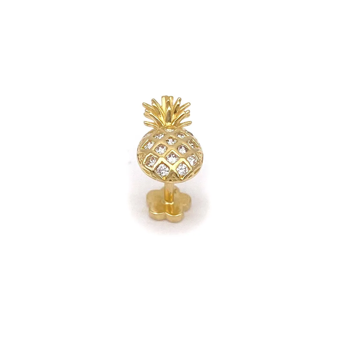 14k CZ Pineapple Internal Threaded Stud