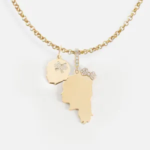 14K Gold Partial Pavé Diamond Silhouette Charm Necklace