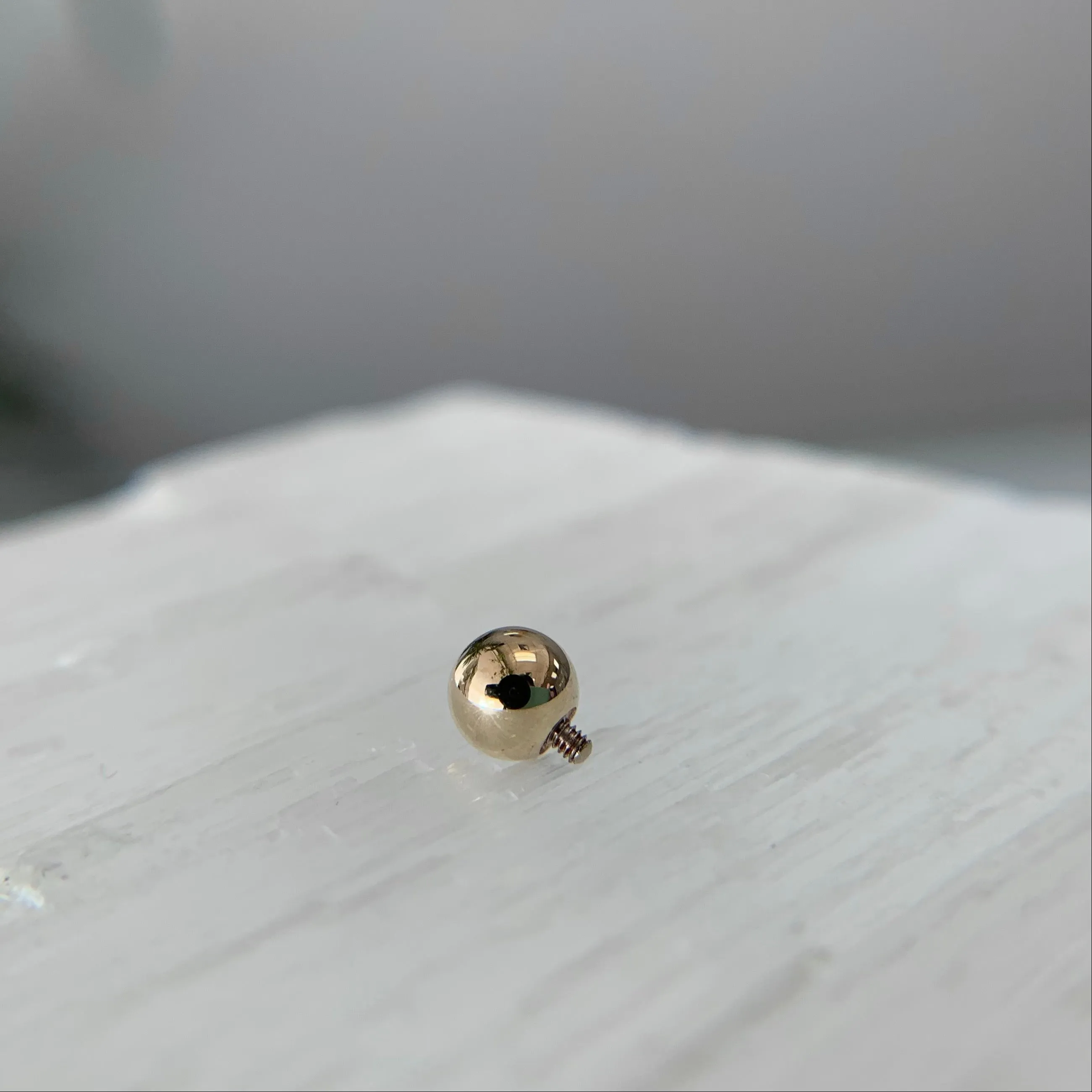 14k Solid Gold Threaded Bead