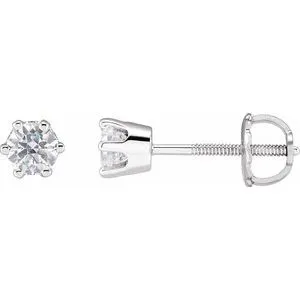 14K White 4 mm Imitation Cubic Zirconia Stud Earrings