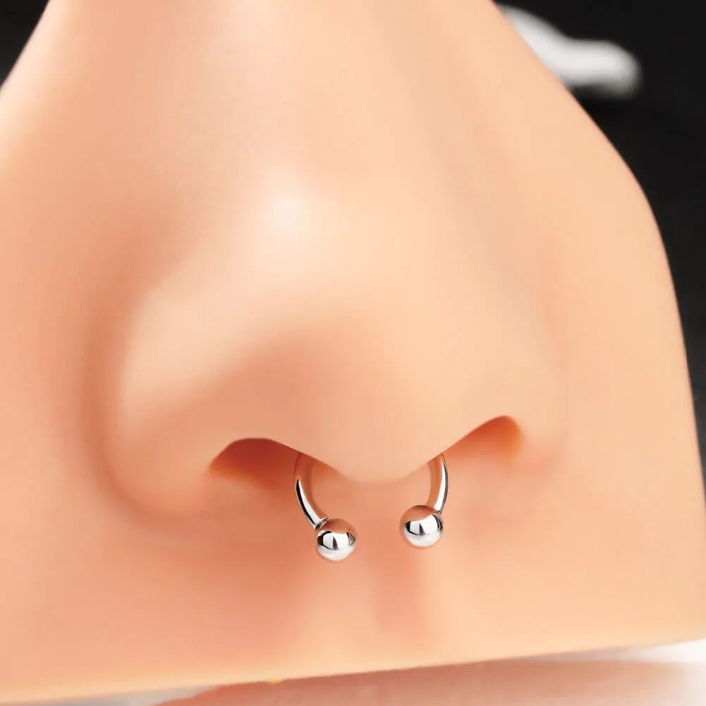 14k White Gold 16G Internally Threaded Ball End Horseshoe Circular Barbell