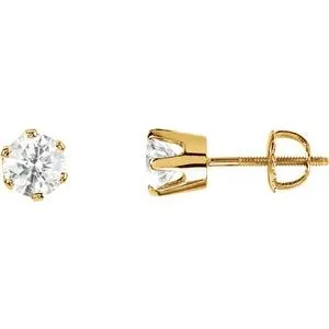 14K Yellow 6.5 mm Round Cubic Zirconia Earrings