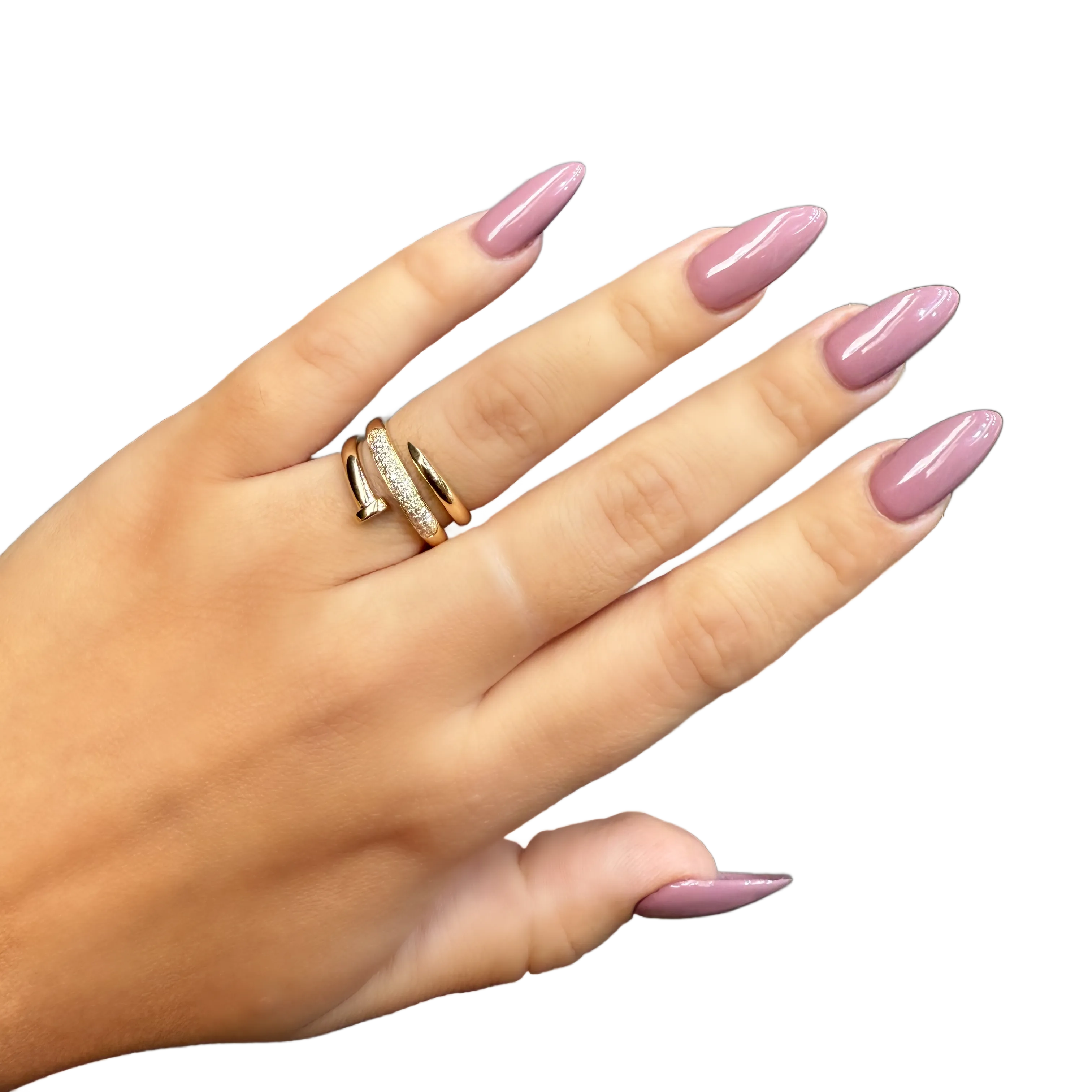 14k Yellow Diamond Geometric Wrap Ring