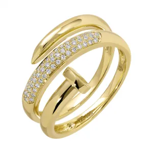 14k Yellow Diamond Geometric Wrap Ring