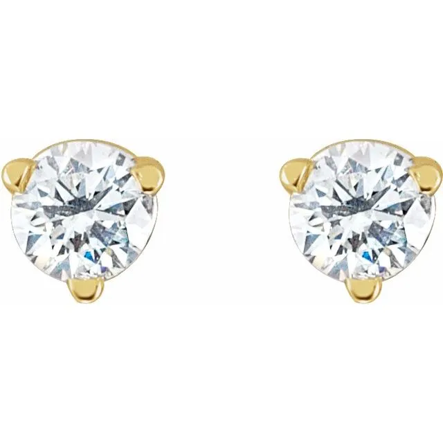 14K Yellow Gold 1/8 CTW Natural Diamond Threaded Post Earrings