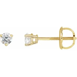 14K Yellow Gold 1/8 CTW Natural Diamond Threaded Post Earrings