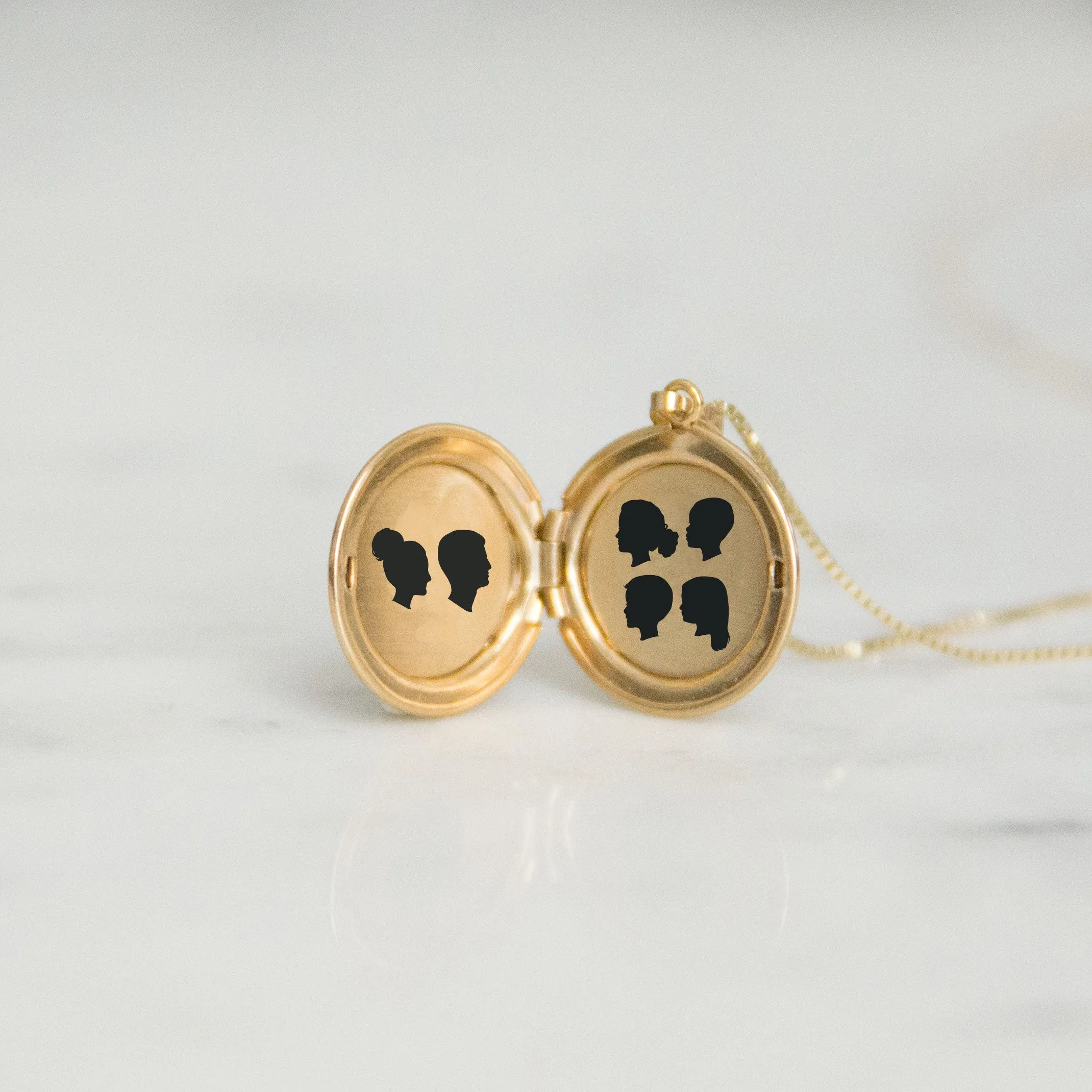 14k Yellow Gold Large Silhouette Locket Necklace